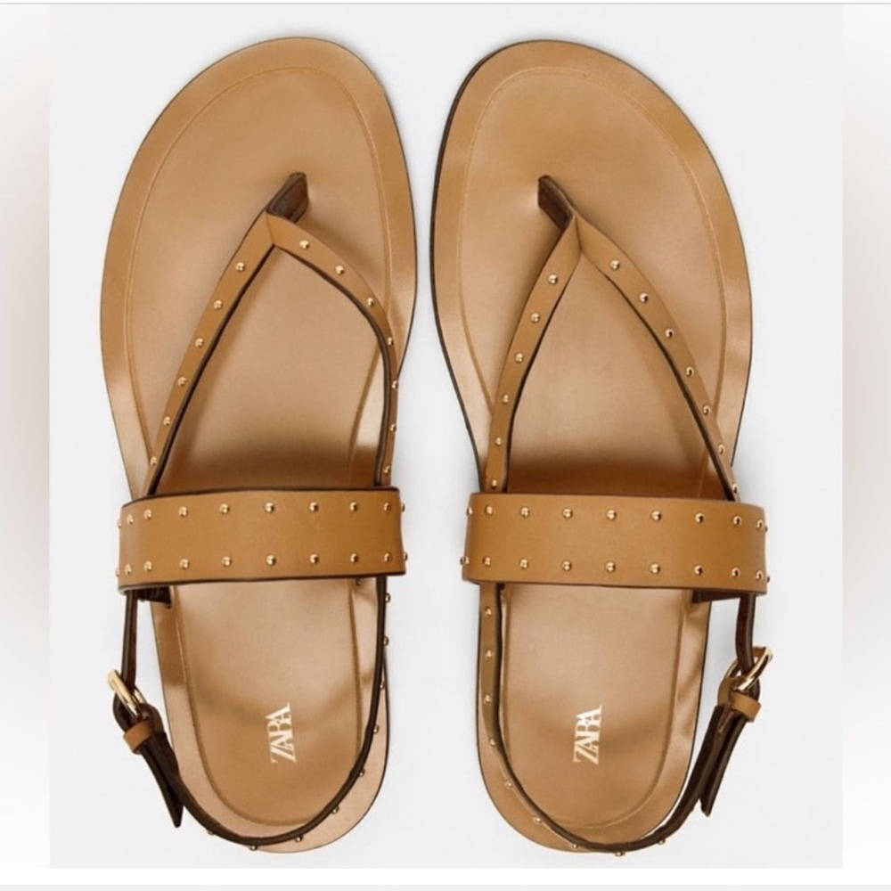 🎉SALE🎉 NWT Zara Tan Studded Women's Sandals